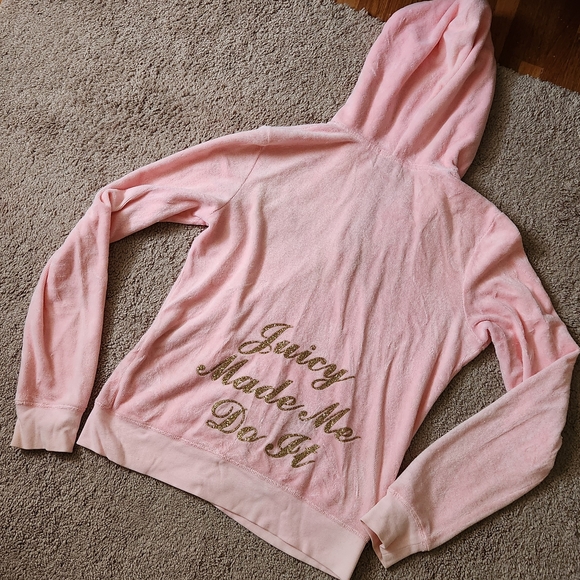 Juicy Couture Tops - Juicy Couture "Juicy Made me Do It" vintage bubblegum pink terry jacket Large